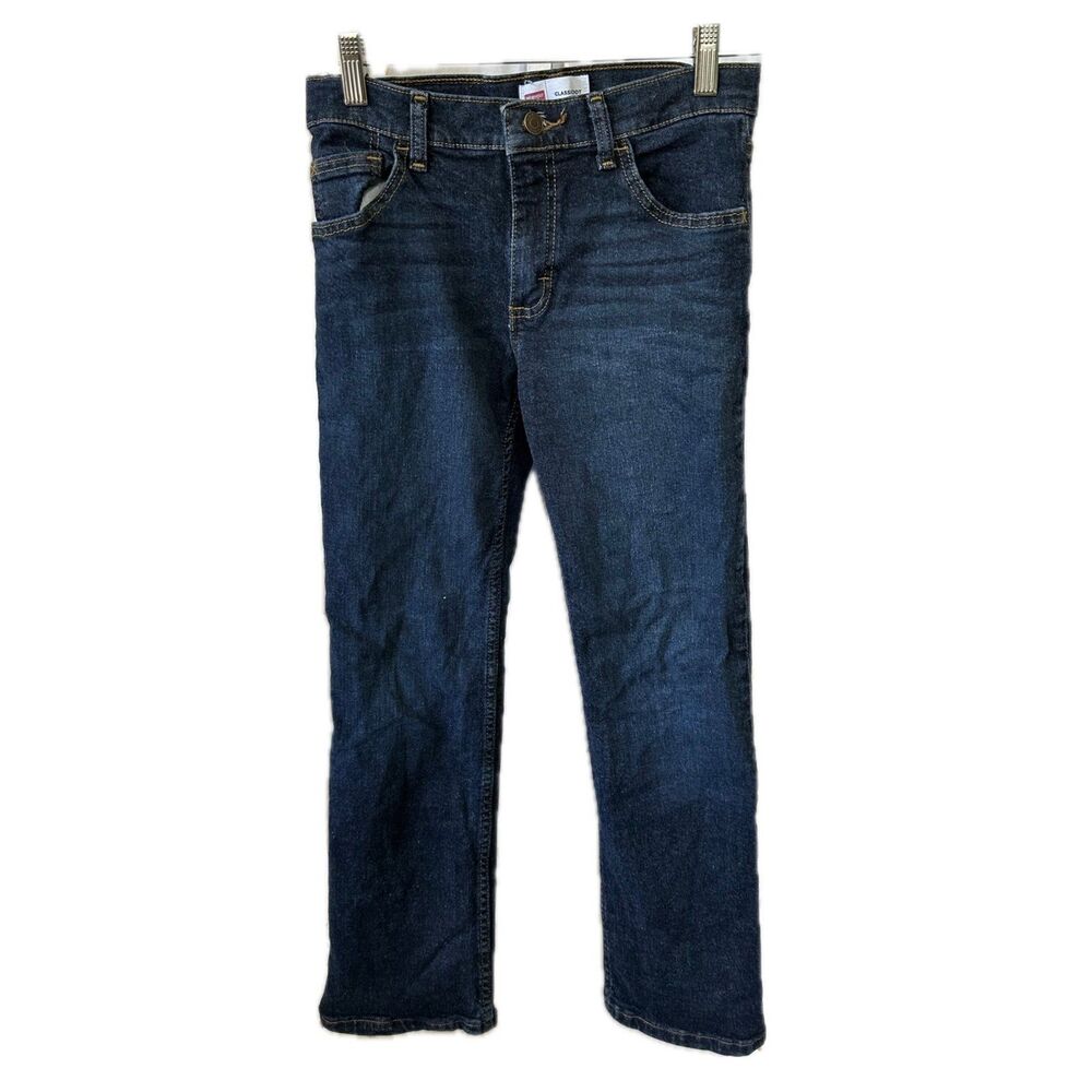 Wrangler Boy's Classic Boot Adjustable Waist Dark Blue Denim Jeans 12 Reg